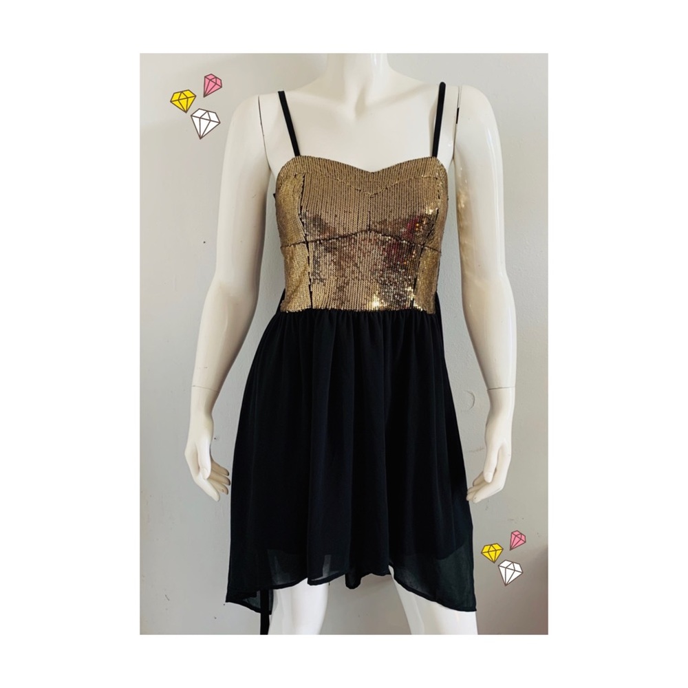 Gold & Black Sequin party dress.